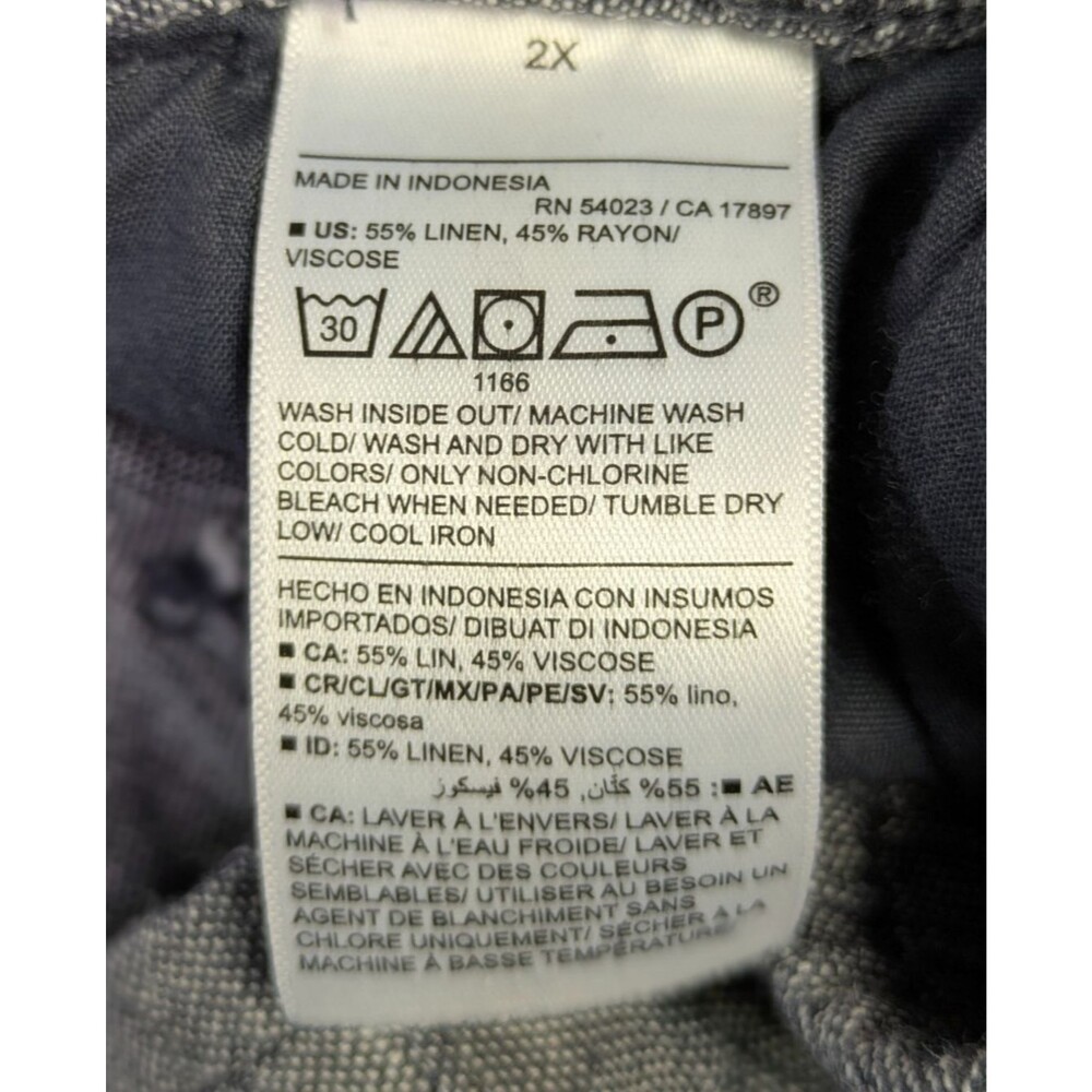 Old Navy Womens 2X Wide Leg Crop Pants Blue High Rise Linen Blend - Picture 7 of 8